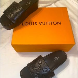 Louis Vuitton black monogram platform sandals
